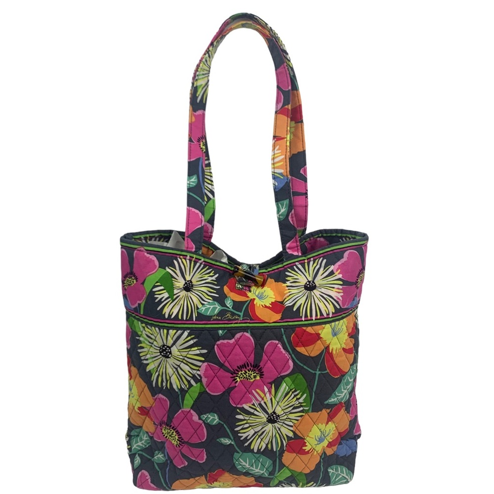 Vera Bradley Quilted Tote Bag Shoulder Bag Toggle Closure Pattern Jazzy Blooms